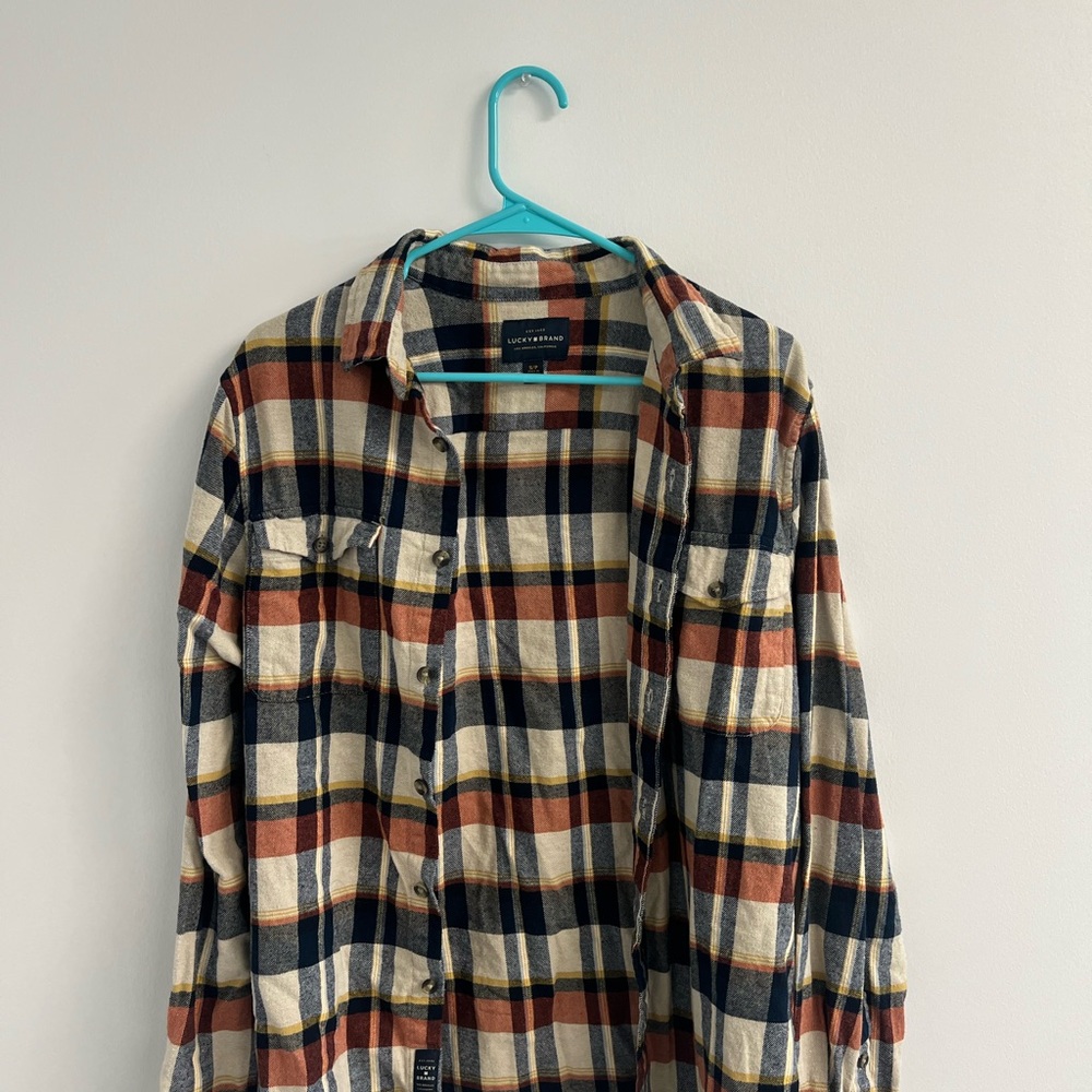 Lucky Brand Plaid Flannel Shirt - Navy, Cream, Rust